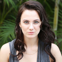 Load image into Gallery viewer, Gold Rectangle Rimless Unisex Eyeglasses by Vincent Chase Online-110325