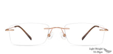 Load image into Gallery viewer, Gold Rectangle Rimless Unisex Eyeglasses by Vincent Chase Online-110325