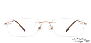 Gold Rectangle Rimless Unisex Eyeglasses by Vincent Chase Online-110325