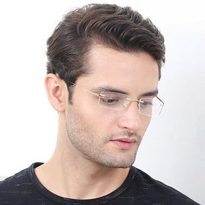 Gold Rectangle Rimless Unisex Eyeglasses by Vincent Chase Online-110319