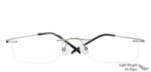 Silver Rectangle Rimless Unisex Eyeglasses by Vincent Chase VC-110320
