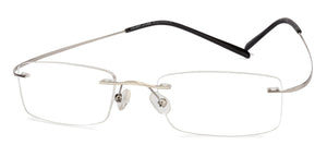 Silver Rectangle Rimless Unisex Eyeglasses by Vincent Chase VC-110320