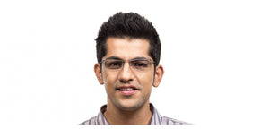 Grey Rectangle Half Rim Unisex Eyeglasses by Lenskart Air Online-87539