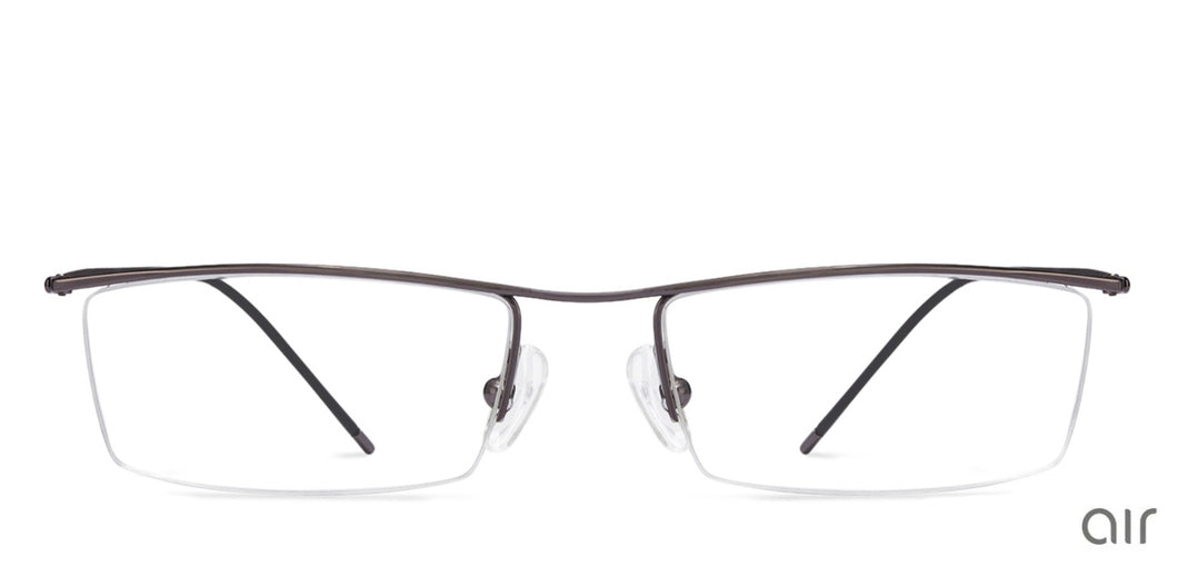 Grey Rectangle Half Rim Unisex Eyeglasses by Lenskart Air Online-87539