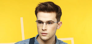 Blue Rectangle Half Rim Unisex Eyeglasses by Lenskart Air Online-87540