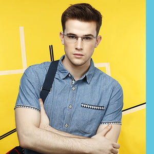 Blue Rectangle Half Rim Unisex Eyeglasses by Lenskart Air Online-87540