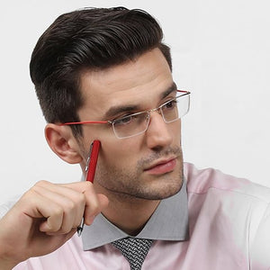 Gold Rectangle Half Rim Unisex Eyeglasses by Lenskart Air Online-120112