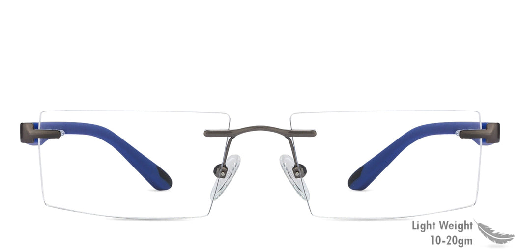 Grey Rectangle Rimless Unisex Eyeglasses by Lenskart Air Online-122930