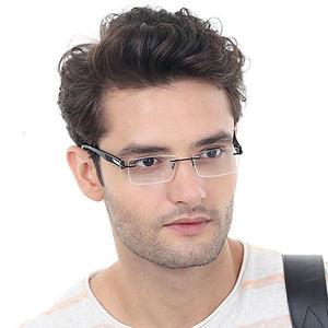 Black Rectangle Rimless Unisex Eyeglasses by Lenskart Air Online-96847