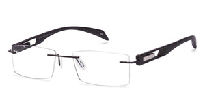 Black Rectangle Rimless Unisex Eyeglasses by Lenskart Air Online-96847