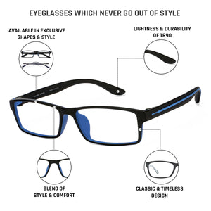 Black Rectangle Full Rim Unisex Eyeglasses by Lenskart Air Online-117297