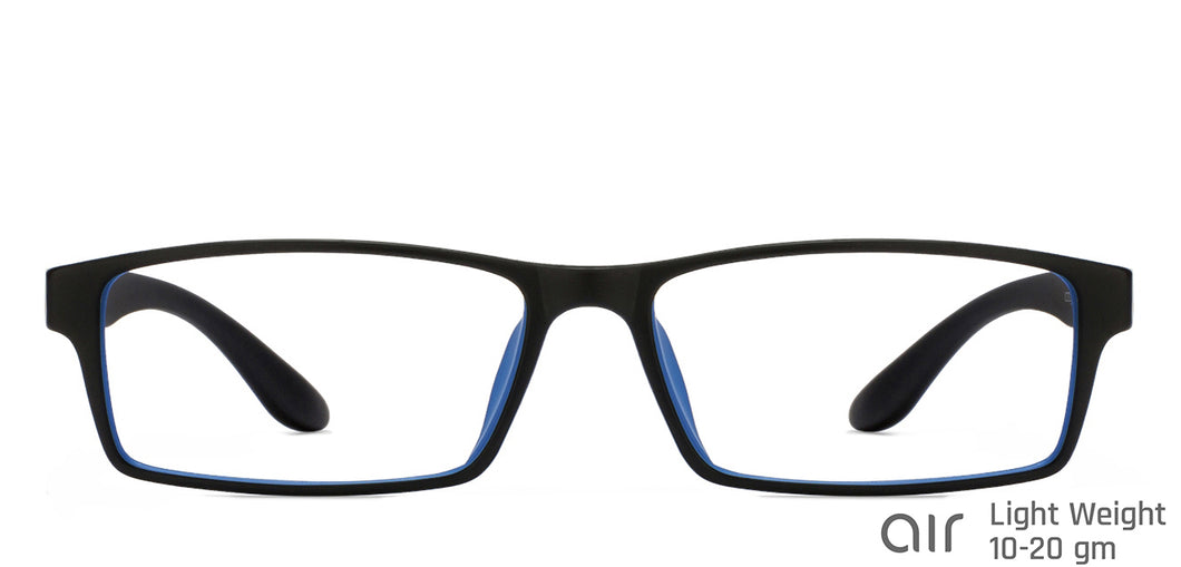 Black Rectangle Full Rim Unisex Eyeglasses by Lenskart Air Online-117297