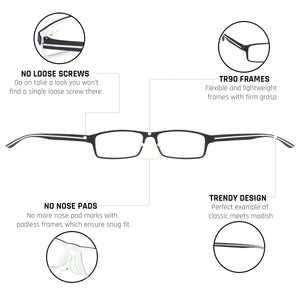 Black Rectangle Full Rim Unisex Eyeglasses by Lenskart Air Online-129462
