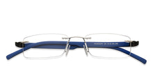 Load image into Gallery viewer, Silver Rectangle Rimless Unisex Eyeglasses by Lenskart Air Online-108854