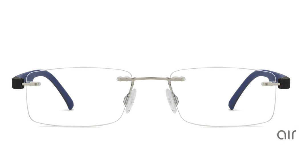 Silver Rectangle Rimless Unisex Eyeglasses by Lenskart Air Online-108854