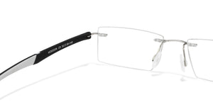Silver Rectangle Rimless Unisex Eyeglasses by Lenskart Air Online-108859
