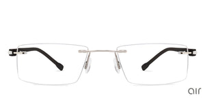 Silver Rectangle Rimless Unisex Eyeglasses by Lenskart Air Online-108869