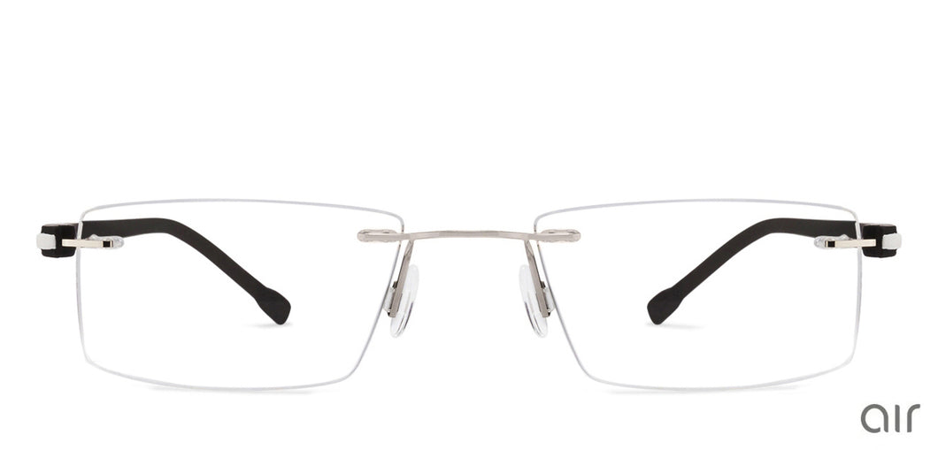 Silver Rectangle Rimless Unisex Eyeglasses by Lenskart Air Online-108869