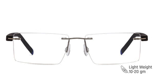 Grey Rectangle Rimless Unisex Eyeglasses by Lenskart Air Online-112551