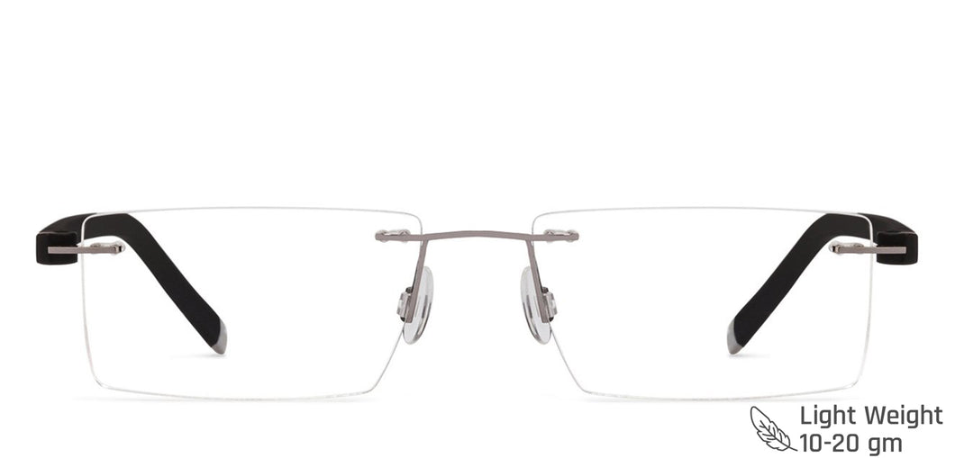 Grey Rectangle Rimless Unisex Eyeglasses by Lenskart Air Online-112548