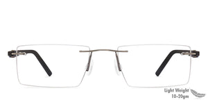 Grey Rectangle Rimless Unisex Eyeglasses by Lenskart Air Online-112558
