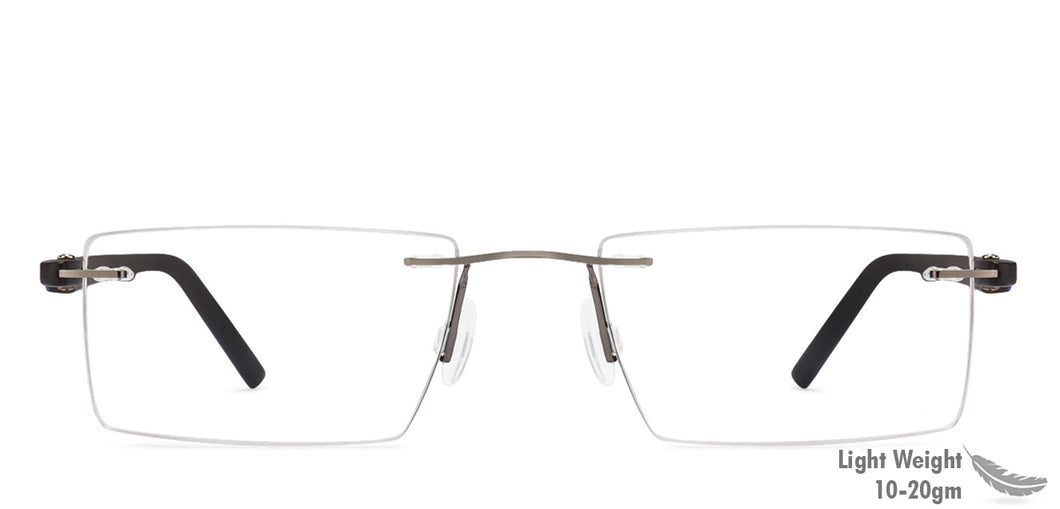Grey Rectangle Rimless Unisex Eyeglasses by Lenskart Air Online-112558