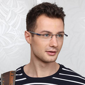 Grey Rectangle Rimless Unisex Eyeglasses by Lenskart Air Online-123646