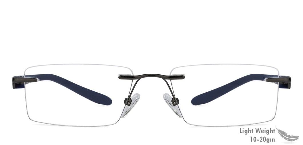 Grey Rectangle Rimless Unisex Eyeglasses by Lenskart Air Online-123646