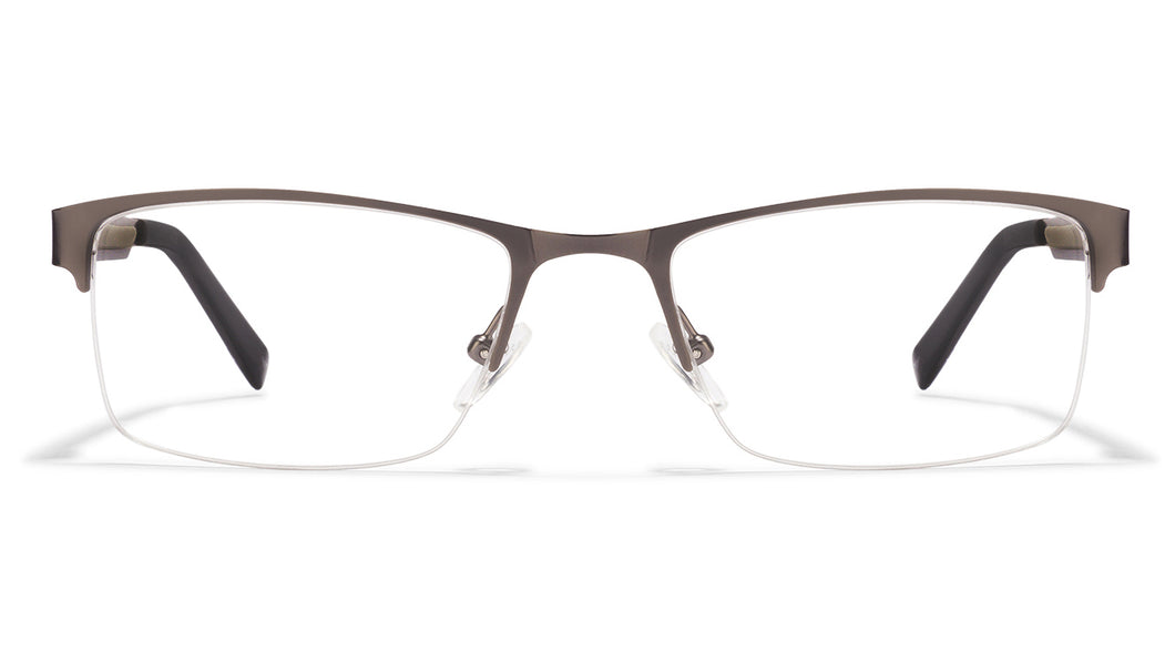 Gunmetal Rectangle Half Rim Unisex Eyeglasses by Vincent Chase Online-113431