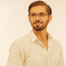 Load image into Gallery viewer, Gunmetal Rectangle Half Rim Unisex Eyeglasses by Vincent Chase Online-113431