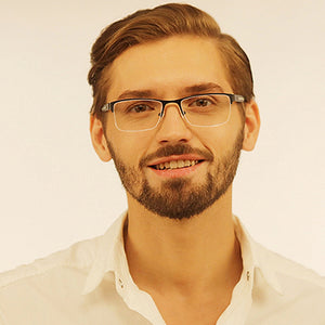 Gunmetal Rectangle Half Rim Unisex Eyeglasses by Vincent Chase Online-113431