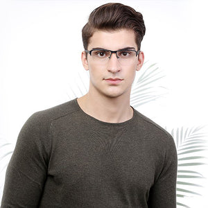 Gunmetal Rectangle Half Rim Unisex Eyeglasses by Vincent Chase VC-113386