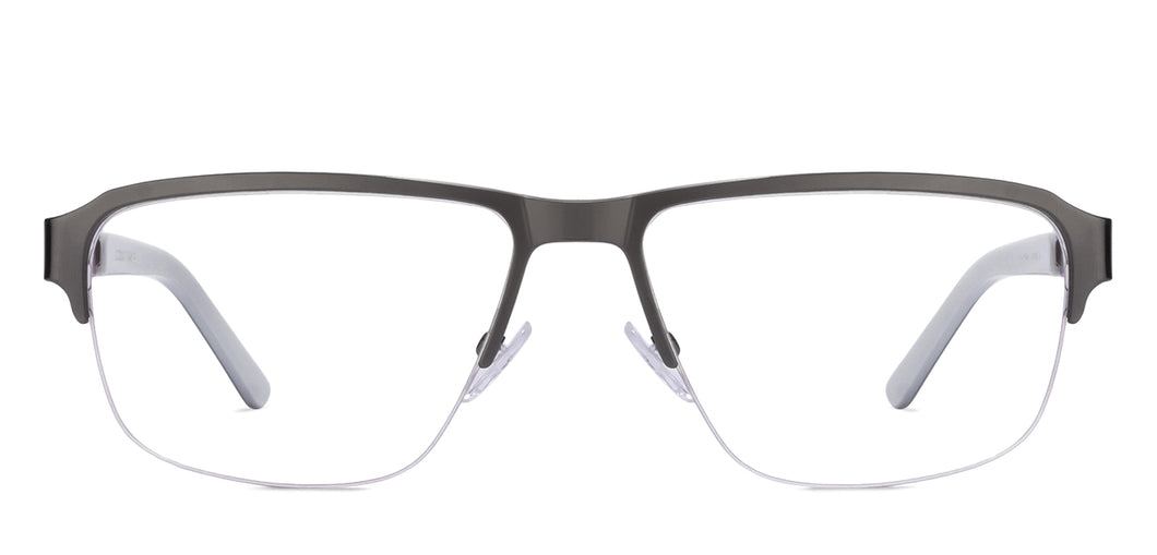 Gunmetal Rectangle Half Rim Unisex Eyeglasses by Vincent Chase VC-113386