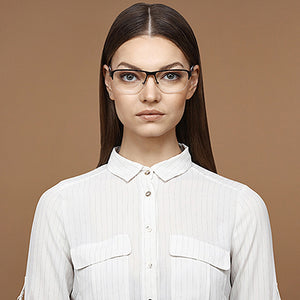 Gunmetal Rectangle Half Rim Unisex Eyeglasses by Vincent Chase VC-113386