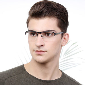 Gunmetal Rectangle Half Rim Unisex Eyeglasses by Vincent Chase VC-113386