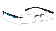 Load image into Gallery viewer, Blue Rectangle Rimless Unisex Eyeglasses by Lenskart Air Online-114295