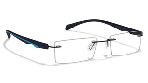 Blue Rectangle Rimless Unisex Eyeglasses by Lenskart Air Online-114295