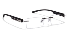 Load image into Gallery viewer, Black Rectangle Rimless Unisex Eyeglasses by Lenskart Air Online-114303