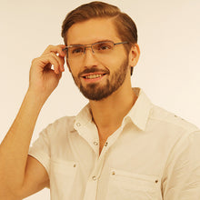 Load image into Gallery viewer, Grey Rectangle Half Rim Unisex Eyeglasses by Lenskart Air Online-113276