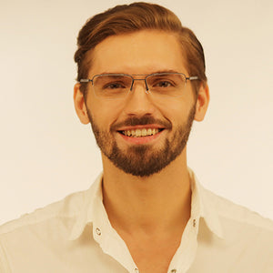 Grey Rectangle Half Rim Unisex Eyeglasses by Lenskart Air Online-113276