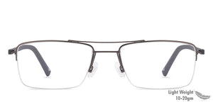 Grey Rectangle Half Rim Unisex Eyeglasses by Lenskart Air Online-113276