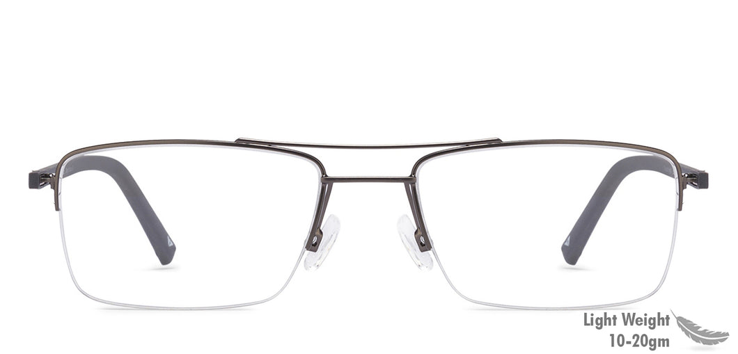 Grey Rectangle Half Rim Unisex Eyeglasses by Lenskart Air Online-113276