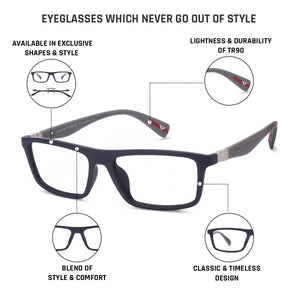 Blue Rectangle Full Rim Unisex Eyeglasses by Lenskart Air Online-113988