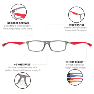 Grey Rectangle Full Rim Unisex Eyeglasses by Lenskart Air Online-113990