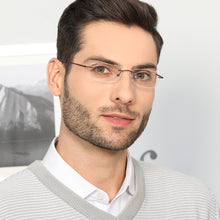 Load image into Gallery viewer, Brown Rectangle Rimless Medium Unisex Eyeglasses by Vincent Chase-142842