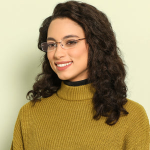 Brown Rectangle Rimless Medium Unisex Eyeglasses by Vincent Chase-142842