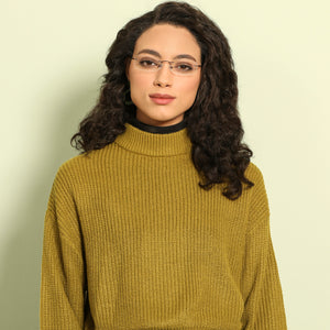 Brown Rectangle Rimless Medium Unisex Eyeglasses by Vincent Chase-142842