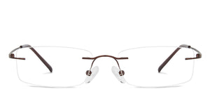 Brown Rectangle Rimless Medium Unisex Eyeglasses by Vincent Chase-142842