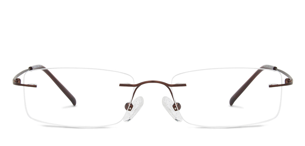 Brown Rectangle Rimless Medium Unisex Eyeglasses by Vincent Chase-142842