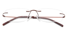 Load image into Gallery viewer, Brown Rectangle Rimless Medium Unisex Eyeglasses by Vincent Chase-142842